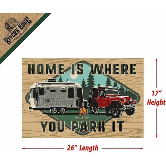 Home is Where You Park It Rubber Door Mat Jeep Trailer Indoor Outdoor 25 x 17-in - Picture 2 of 3